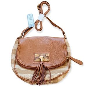 Beige Striped Purse by Apt. 9 Small Summer Neutrals Bag Crossbody Handbag NWT